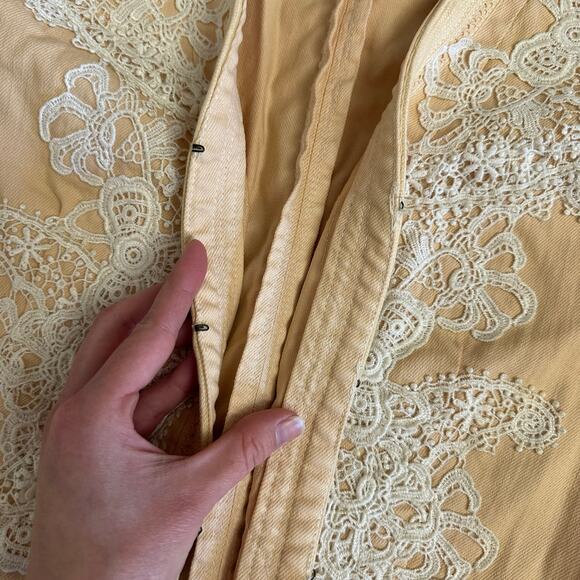 Lauren Jeans Co Ralph Lauren Lace Trim Jacket L Peach Boho Romantic Cotton - Picture 7 of 9